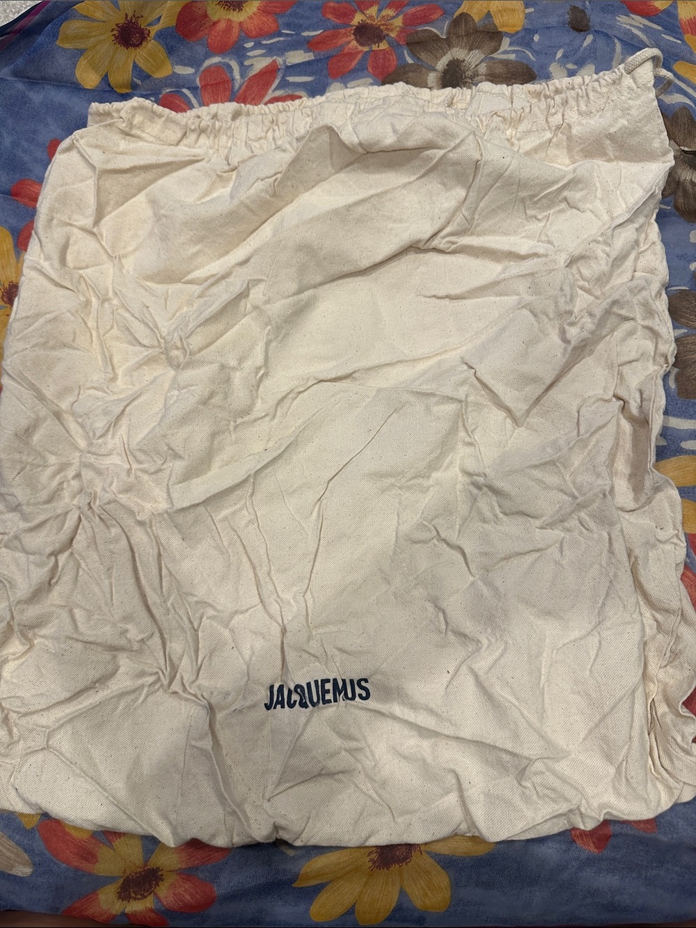 22x19.5”Jacquemus Cream Drawstring Dust Bag with Logo